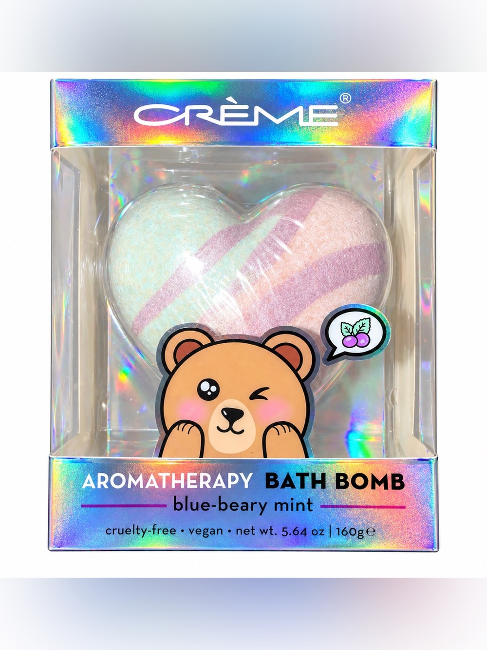 The Crème Shop Blue-Beary Mint Aromatherapy Bath Bomb 5.64 oz Vegan NIB